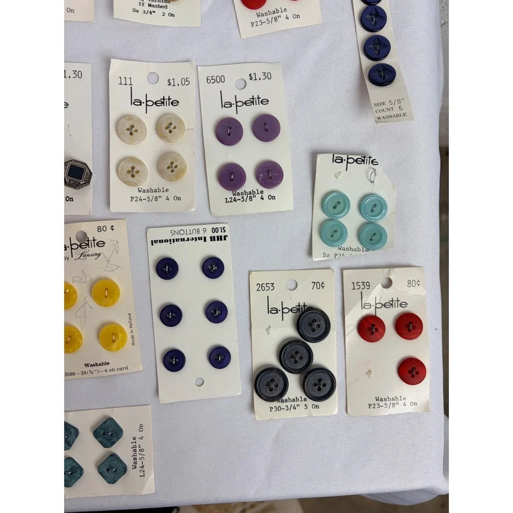 Vintage La Petite Lansing Sewing Button Lot JHB International Assorted Colors 32